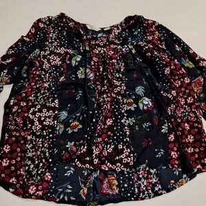 Caffe Marrakech Multicolor Floral Top Boho Hippie Style, Size Large